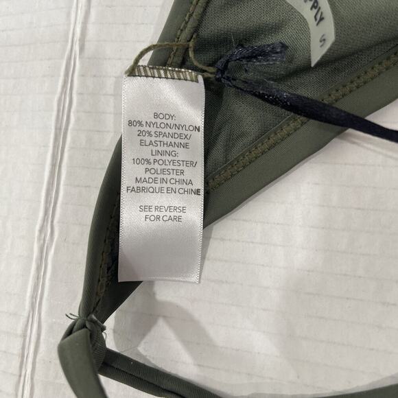 Z Supply Bikini Top Swim Suit Top Olive Green Sporty Paddle Board Back Tie NEW - Picture 5 of 8